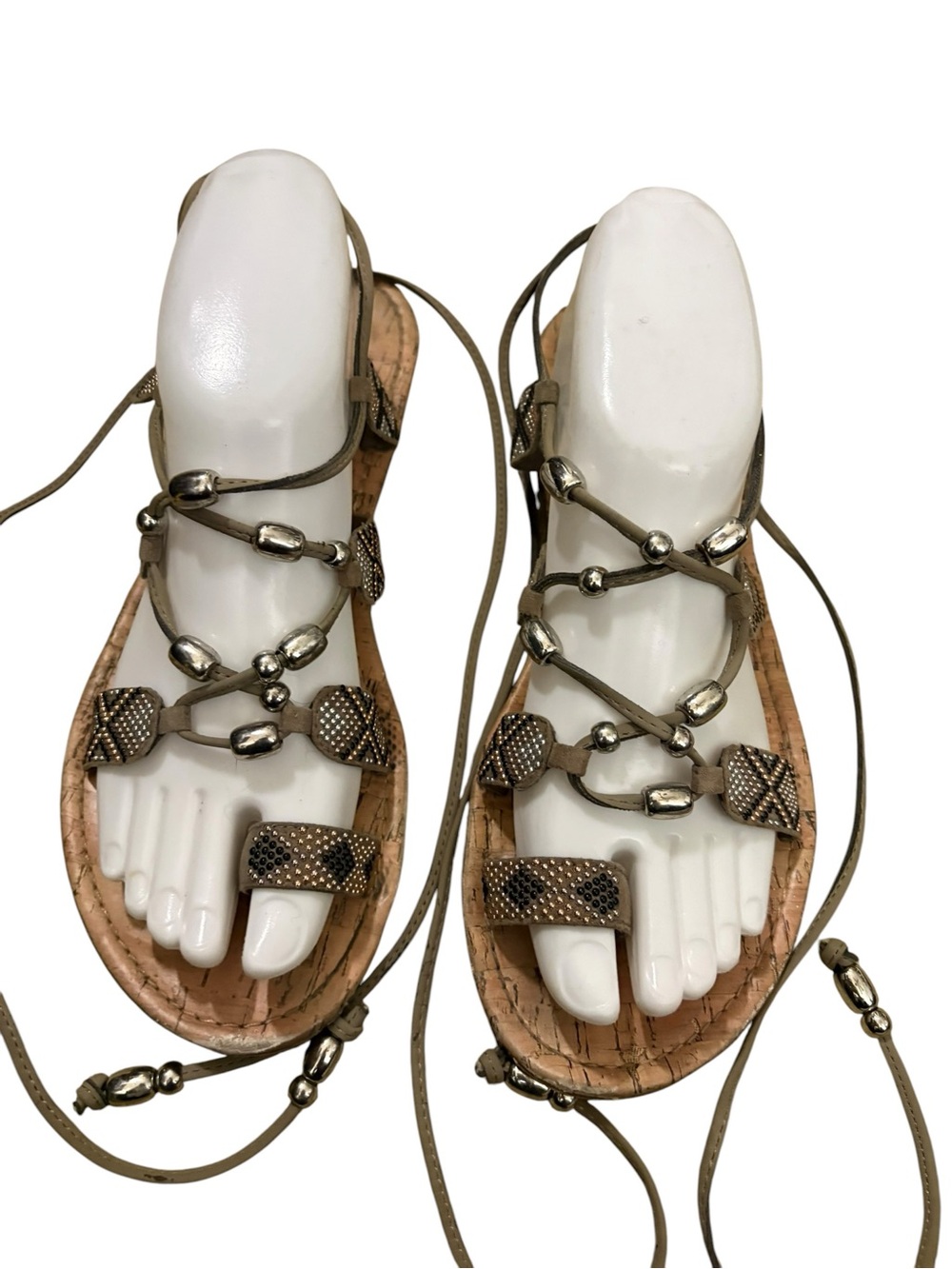 Sam & Libby Beaded Gladiator Wrap Sandals - Size 8.5 - Picture 2 of 9
